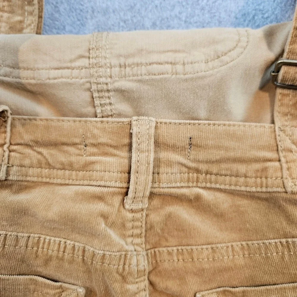 WallFlower Womens Corduroy Overalls Camel Tan Slim Leg Bib Dungarees L